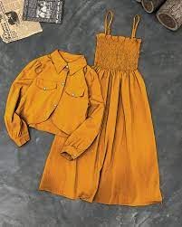 KAAJ BUTTON COATI WIT GAZZER ROMPER FROCK 2PCS