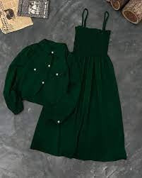 KAAJ BUTTON COATI WIT GAZZER ROMPER FROCK 2PCS