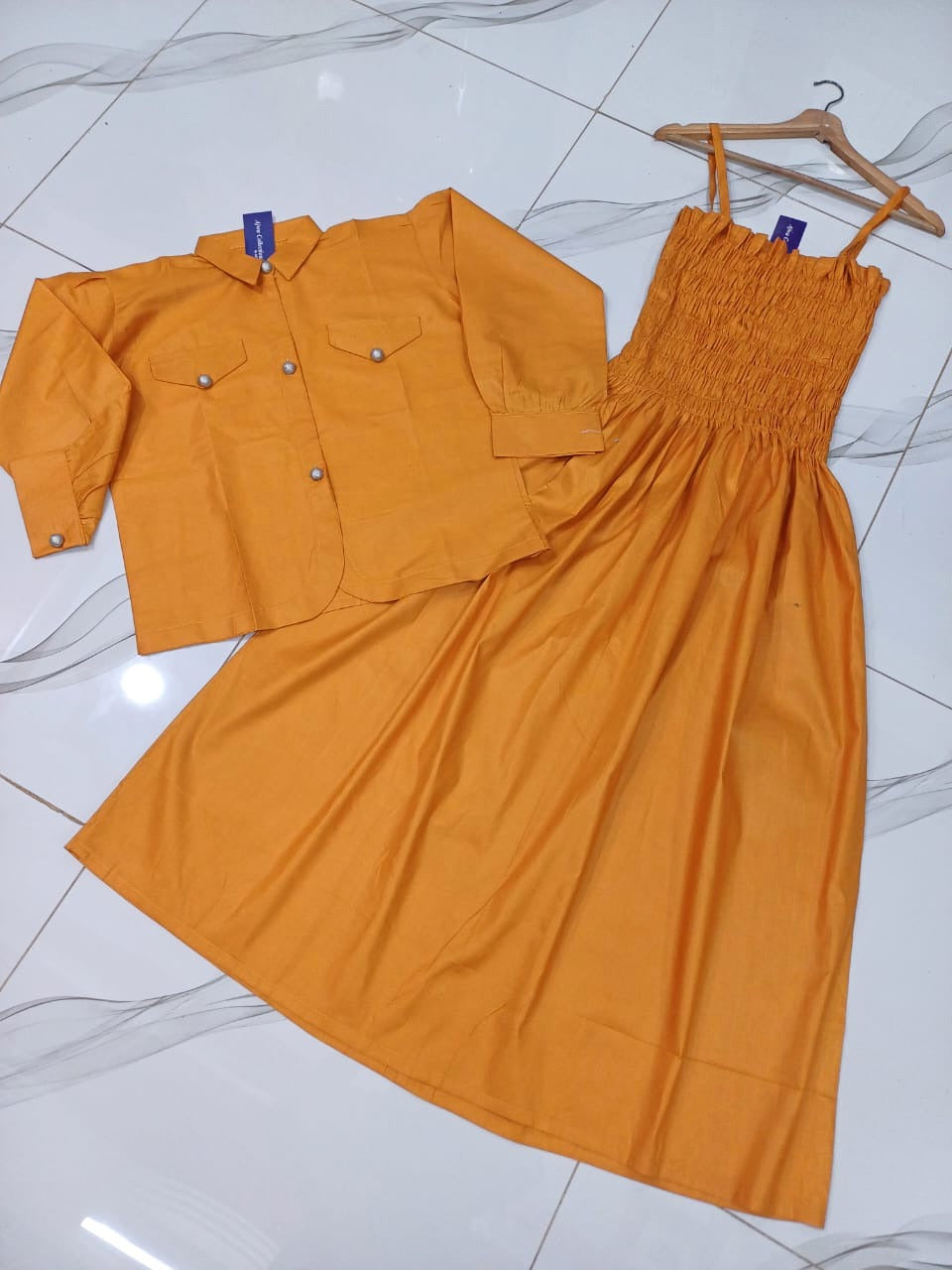 KAAJ BUTTON COATI WIT GAZZER ROMPER FROCK 2PCS