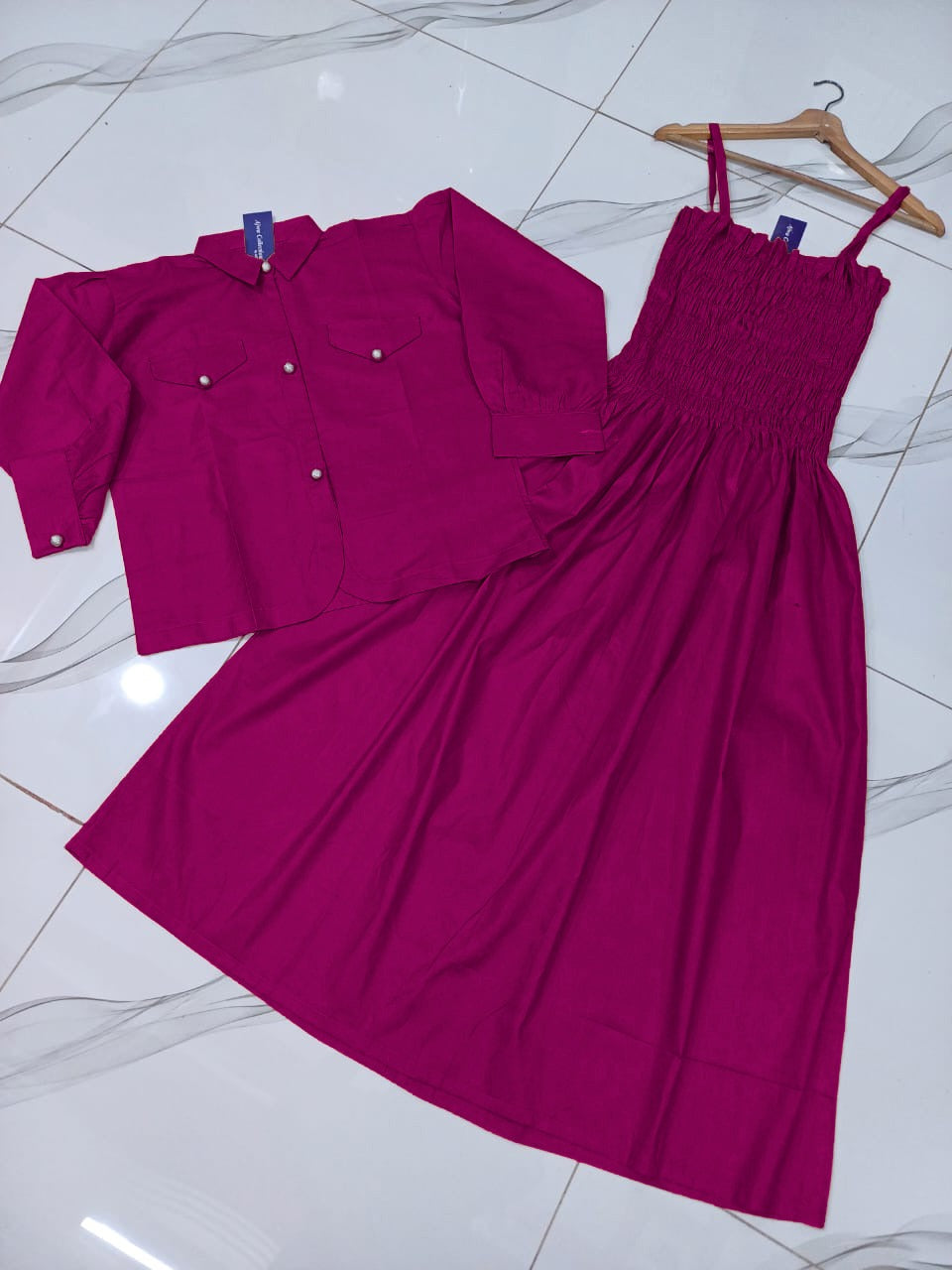 KAAJ BUTTON COATI WIT GAZZER ROMPER FROCK 2PCS