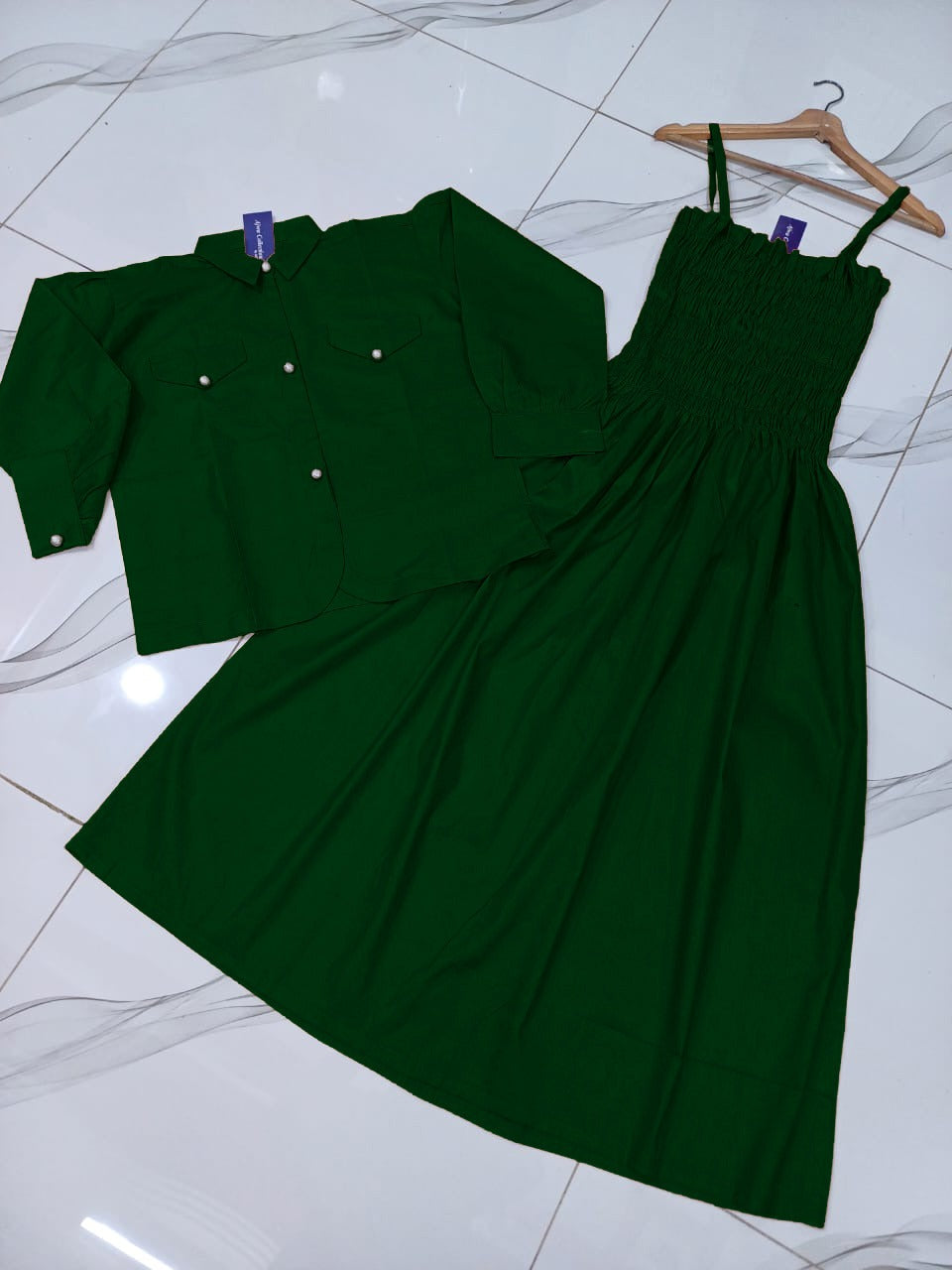 KAAJ BUTTON COATI WIT GAZZER ROMPER FROCK 2PCS